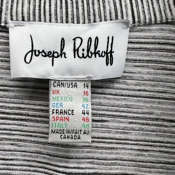 Joseph Ribkoff Tunic Top Womens 14 Striped Button Mother of Pearl Asymmetrical - Picture 9 of 9